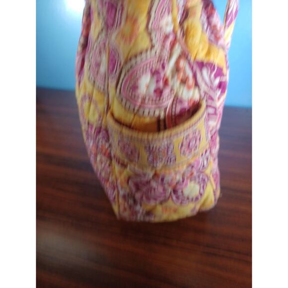 Vera Bradley Embroidered Quilted Women Floral Shoulder Bag Pink Yellow - Picture 10 of 13